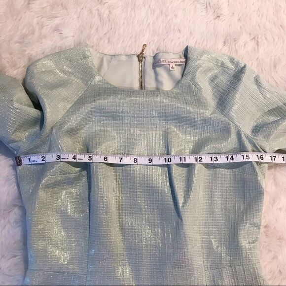 RACHEL ROY Mod Sheath Mini Dress Green Textured Shiny Retro 60s Green Size 4 New - Picture 11 of 15